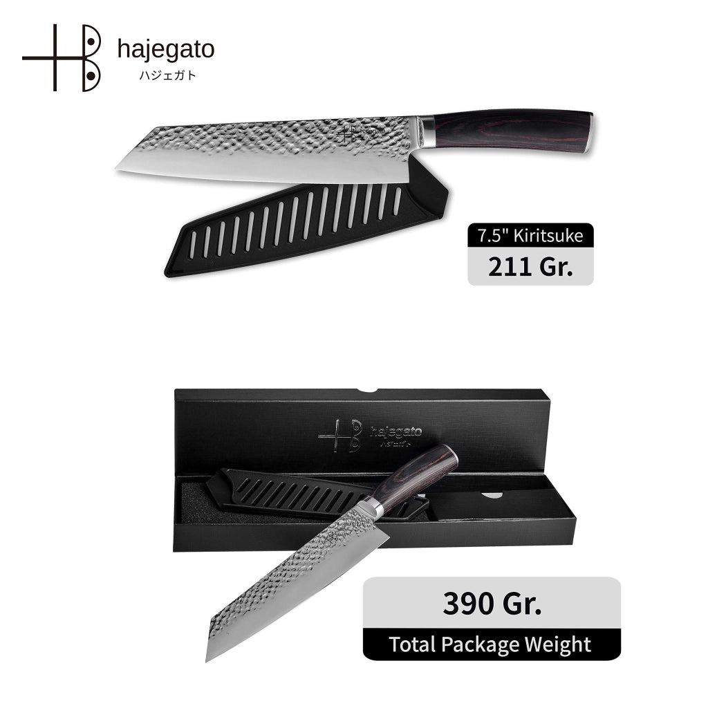 Set di coltelli Kiritsuke e Santoku, 2 pezzi, acciaio 7Cr17, con finitura martellata