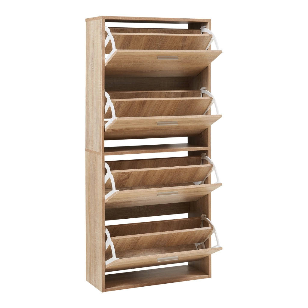 Scarpiera Sykkylven con 4 Contenitori Ribaltabili - Effetto Rovere Sonoma [en.casa]