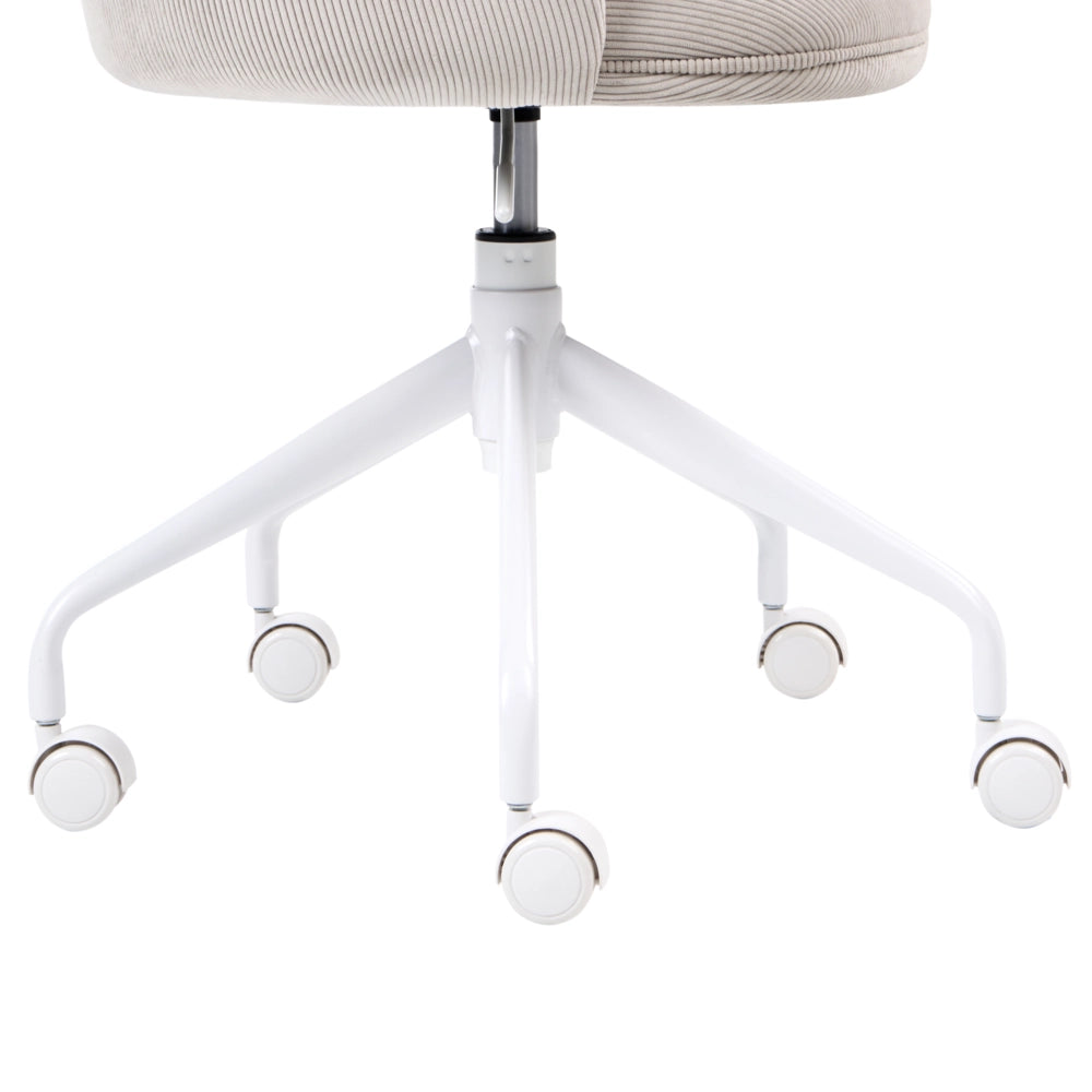 Sedia da ufficio in velluto a coste beige chiaro girevole con braccioli regolabile in altezza