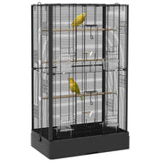 Gabbia per Uccelli ¨C zephmum ¨C Nero 61x36,5x98 cm con 8 Porte 5 Posatoi Vassoio Estraibile 4 Mangiatoie