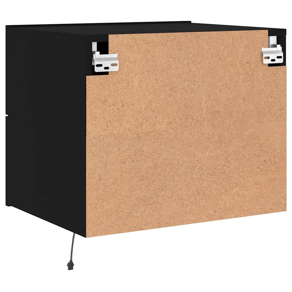 Comodini a Parete con Luci LED 2 pz Neri 836815