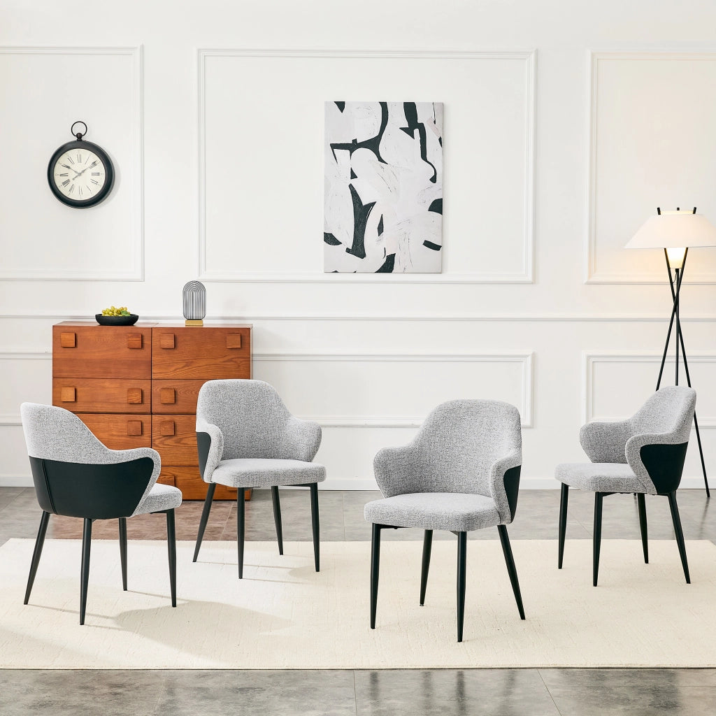 SEDIA da pranzo Set da 2 pezzi 83 cm Tessuto grigio e nero