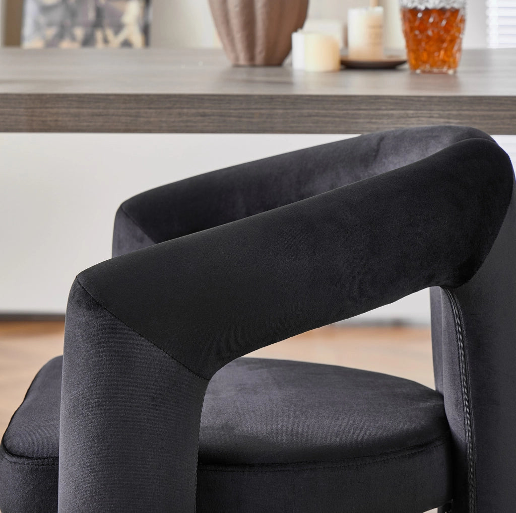 Set 2 sedie da pranzo in velluto nero con braccioli HOMVRA