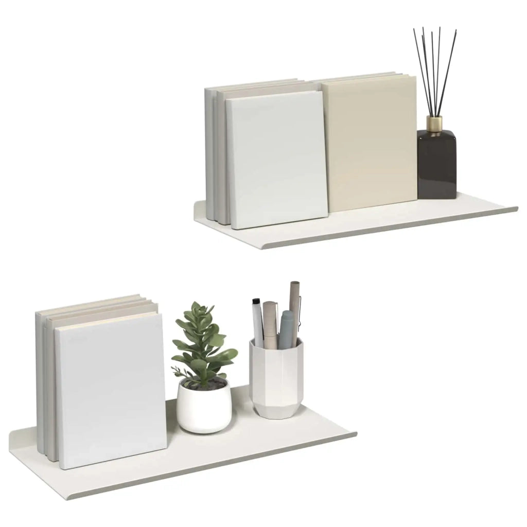 Mensola sospesa 2 pcs Bianco 40 x 18 x 2,5 cm Acciaio 8004018