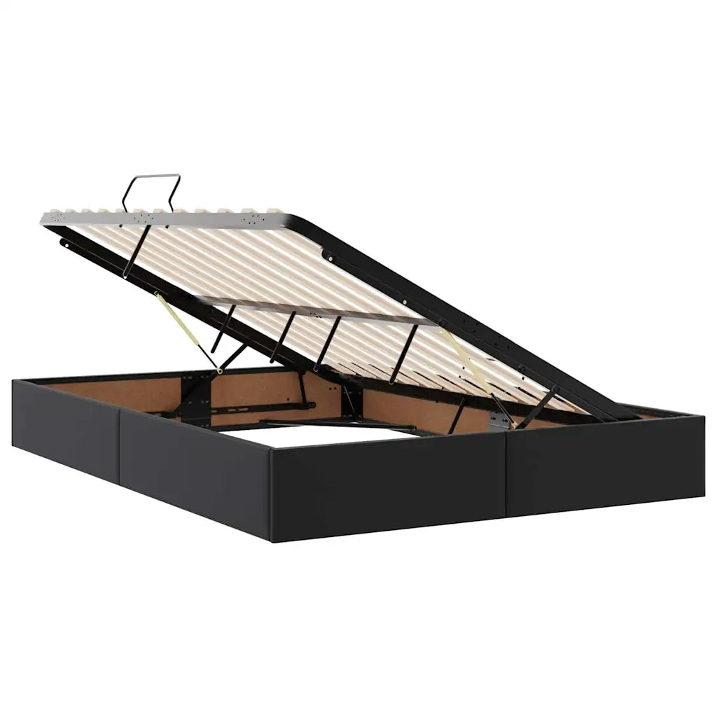 Letto con contenitore e materasso 2 pcs Nero Pelle