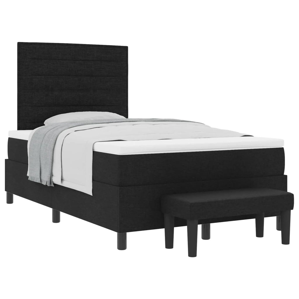 Letto a molle con materasso Nero 120 x 200 cm Tessuto