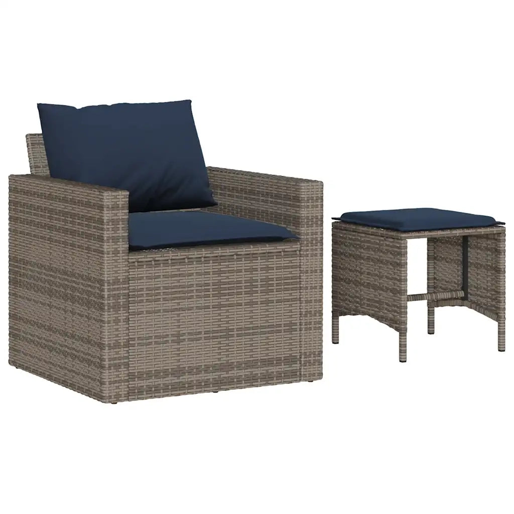 Set Divani da Giardino 4 pz con Cuscini in Polyrattan Grigio 366365