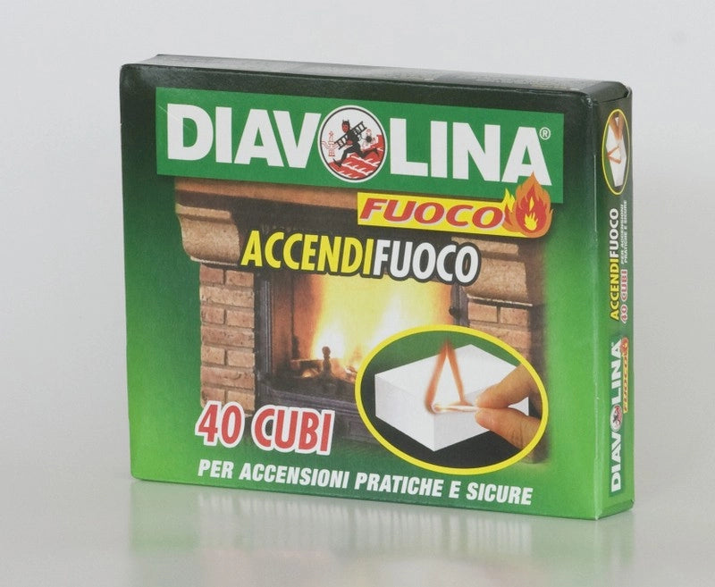 24 CONF.DIAVOLINA ACCENDIFUOCO 40 CUBETTI PER BARBECUE CAMINI STUFE