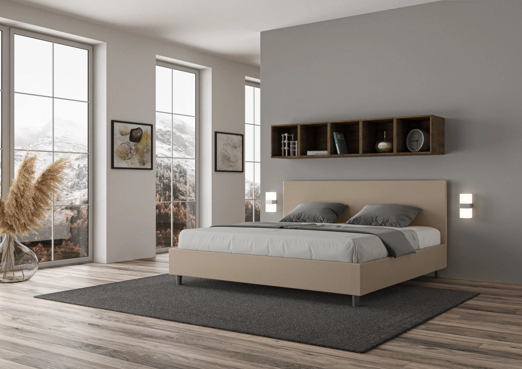 Letto Matrimoniale 160x210 cm con Rete e Contenitore Adele Tortora