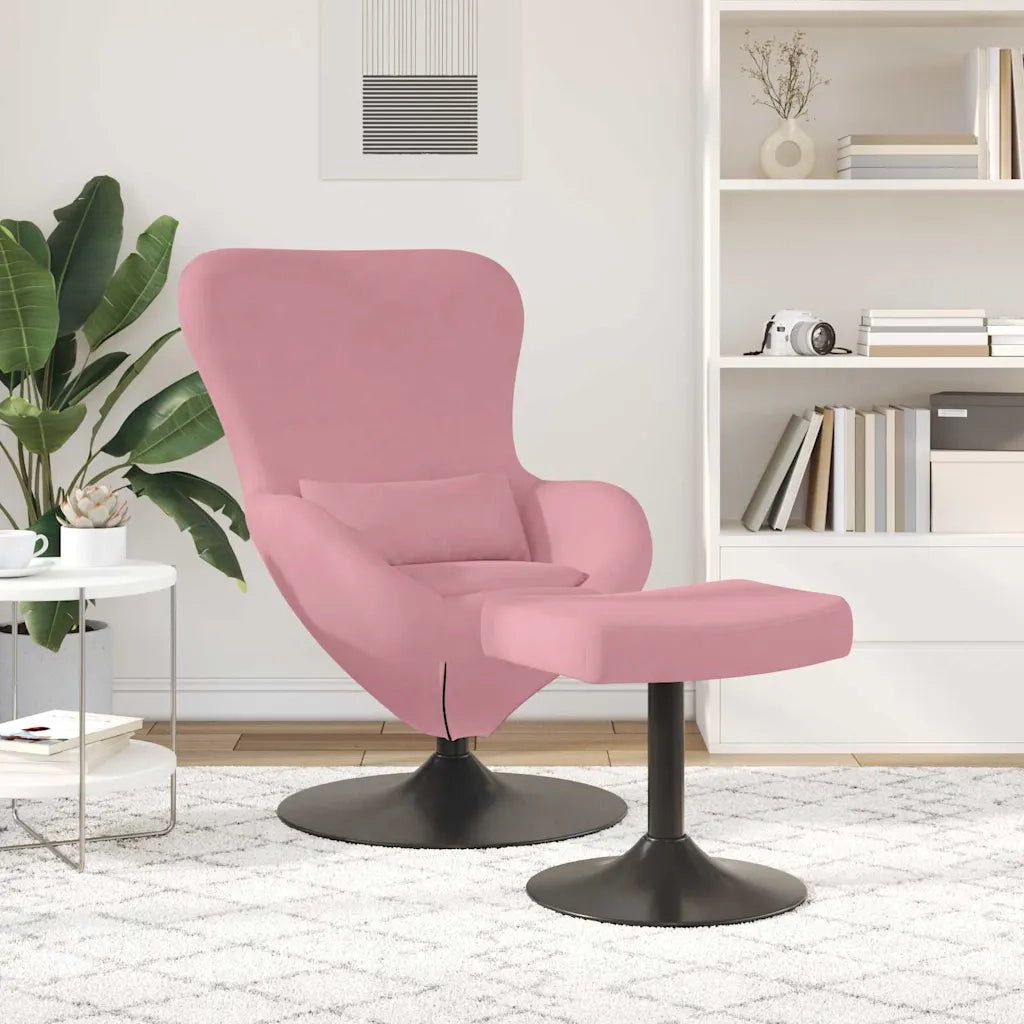 Poltrona | Sedia Egg con Pouf Rosa Velluto
