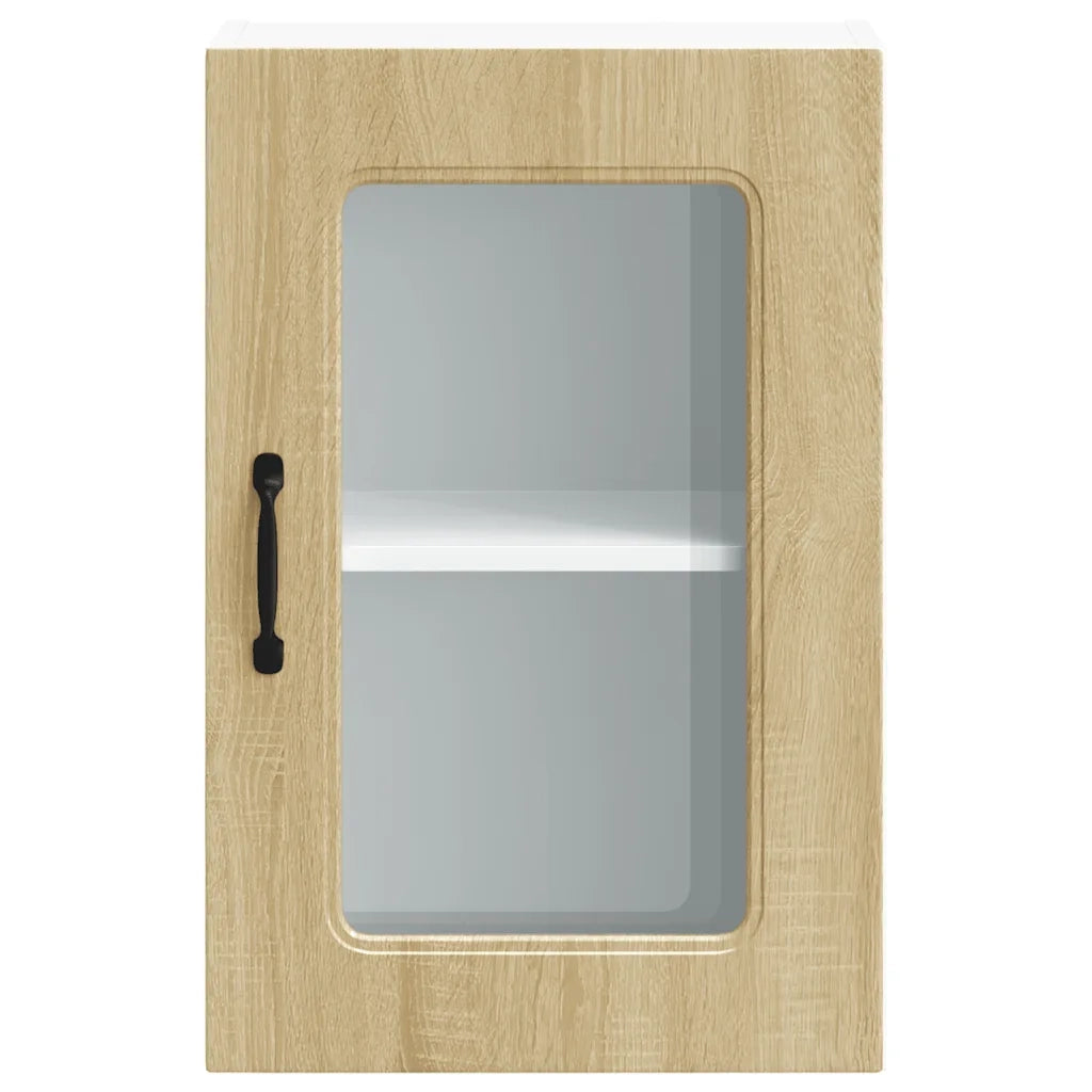 Pensile da Cucina con Porta in Vetro-Mobile Cucina da Parete Kalmar Rovere Sonoma 346272