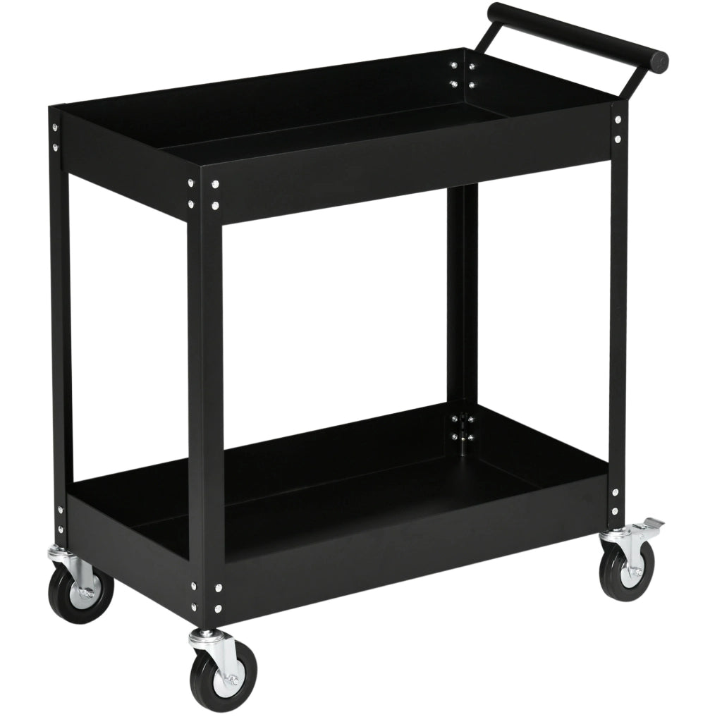 Carrello da officina in acciaio a 2 ripiani, 150 kg