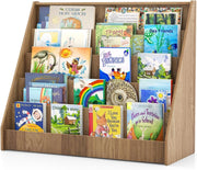 Libreria Montessoriana per Bambini a 5 Livelli Espositivi
Scaffali in Legno con Vano Nascosto Retro e Antiribaltamento, per Cameretta, Soggiorno e Asilo Nido, 91 x 38 x 76,5 cm