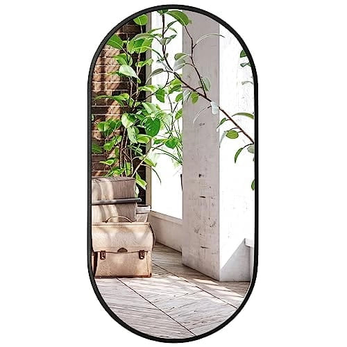 Valora SPECCHIO OVALE 100X50CM Cornice Nera Stile Loft