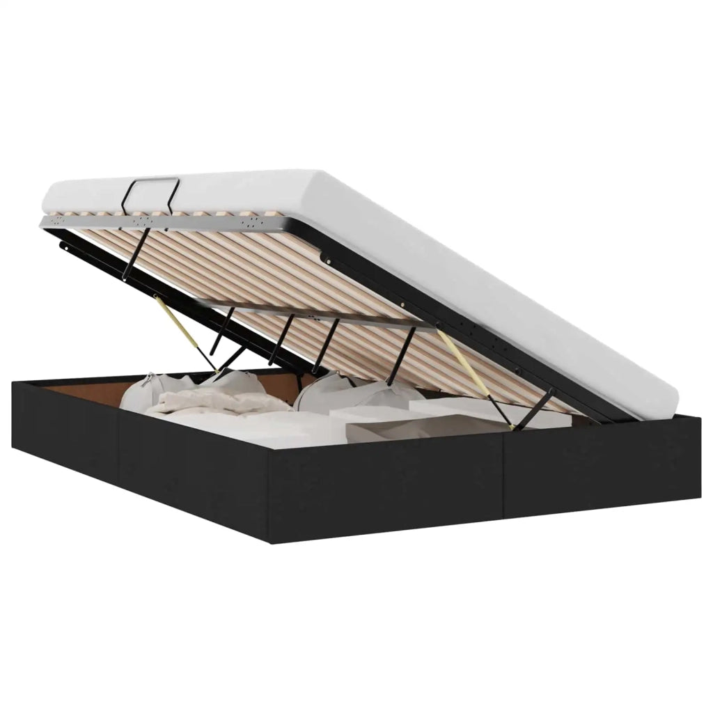 Letto ottomano con archiviazione Nero 140 x 200 cm Tessuto 3442828