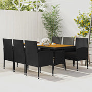 Set da Pranzo per Esterni 7 pz in Polyrattan Nero 3120109