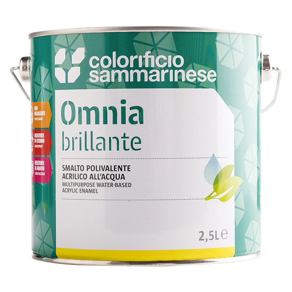 SMALTO ALL'ACQUA 'OMNIA' Lt. 0,750 Bianco satinato- 6 pezzi  - COLORIFICIO SAMMARINESE