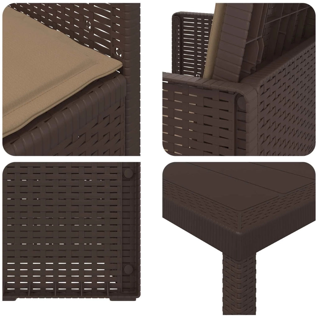 Set da Pranzo per Giardino 9 pcs Marrone e Tortora PP 3430093