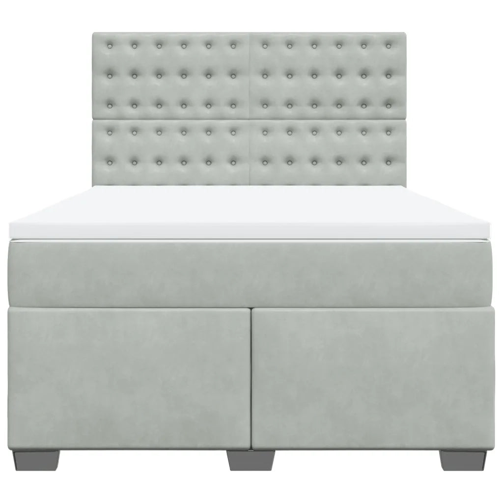Giroletto a Molle con Materasso Grigio Chiaro 140x190cm Velluto