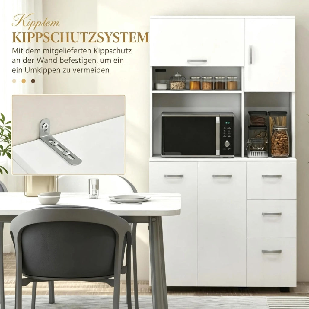 Armadio da cucina alto con cassetto, ampio mobile contenitore a colonna con molteplici spazi di archiviazione (solo armadio alto)