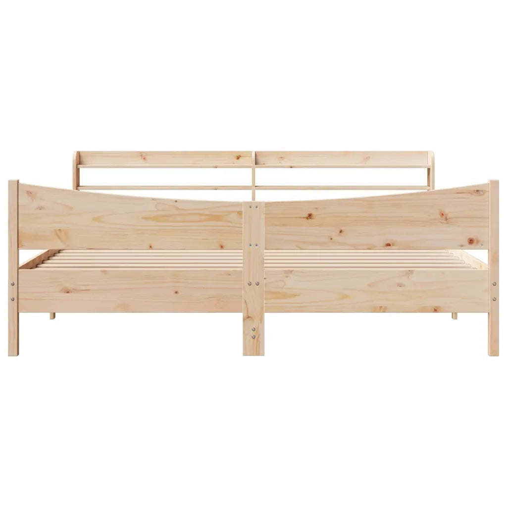 Giroletto con Testiera 200x200 cm in Legno Massello di Pino 3307032