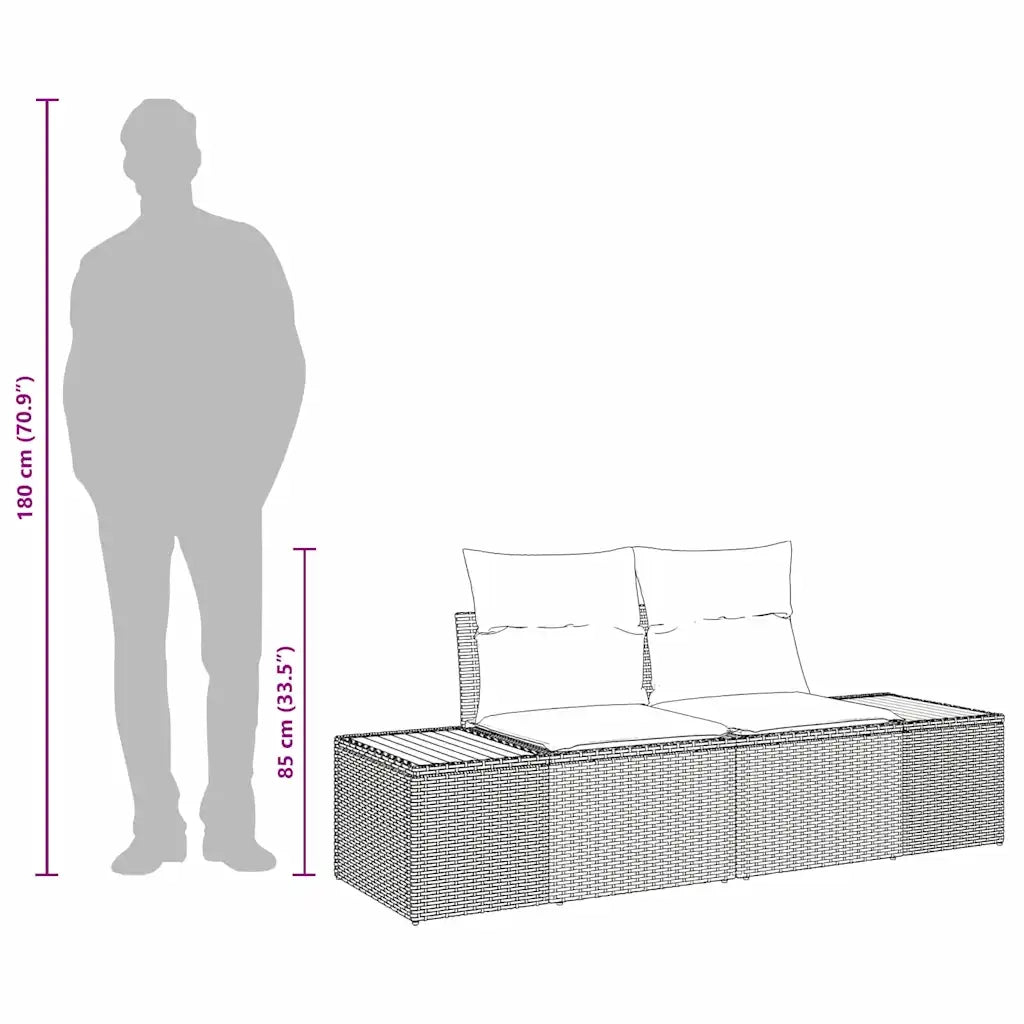 Divano da giardino Nero 184 x 62 x 85cm polyrattan 42006817