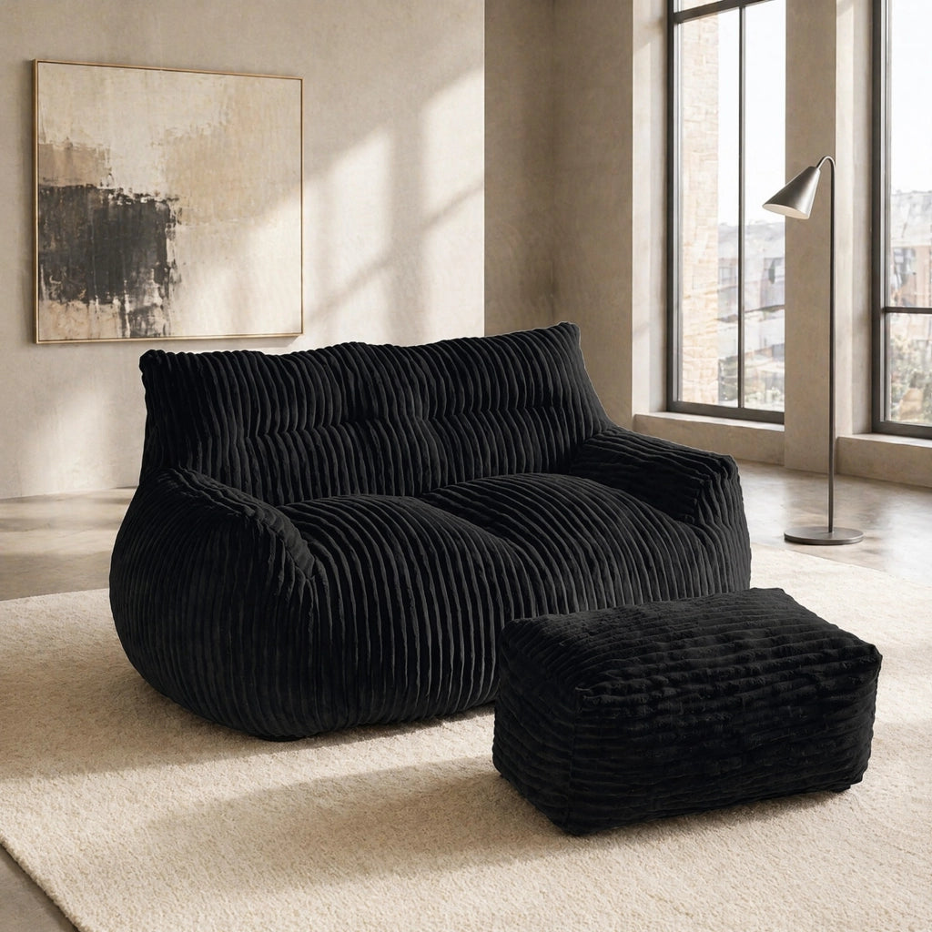 Poltrona pouf lounge grande ergonomica nera