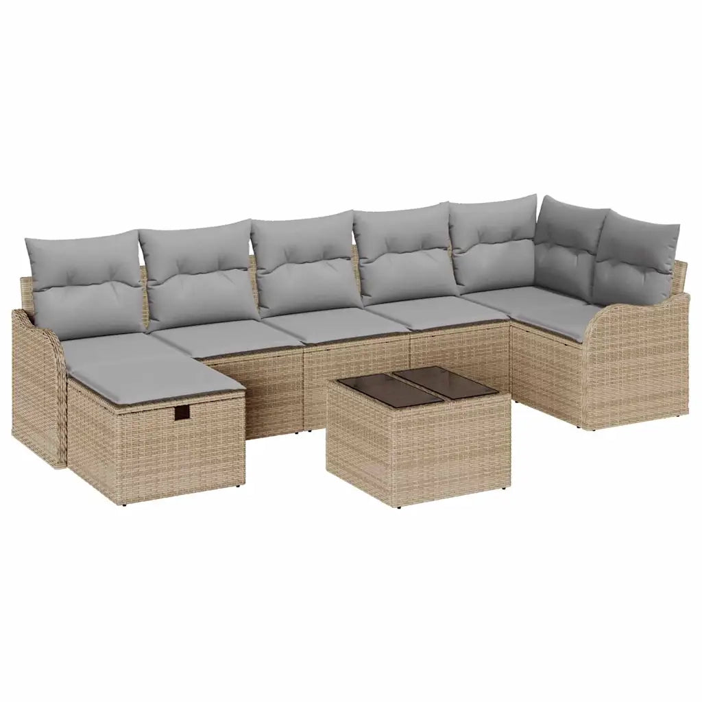 Set di divani con cuscino Beige e Grigio Chiaro polyrattan