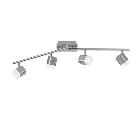 Lampada Barra 4 Spots Faretti Led Quadrati Acciaio Satinato Roubaix GD Trio
