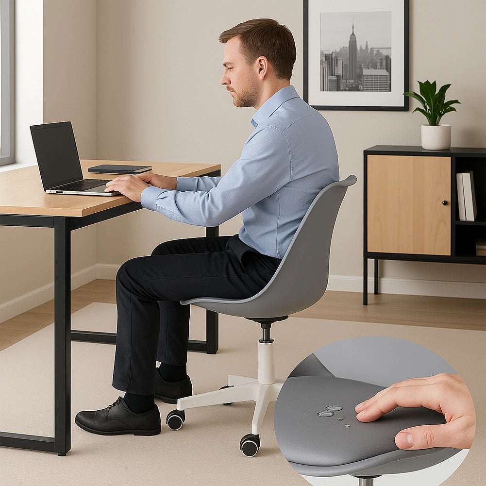 Sedia Ufficio Ergonomica Regolabile 4ruote Girevoli Design Moderno Grigio