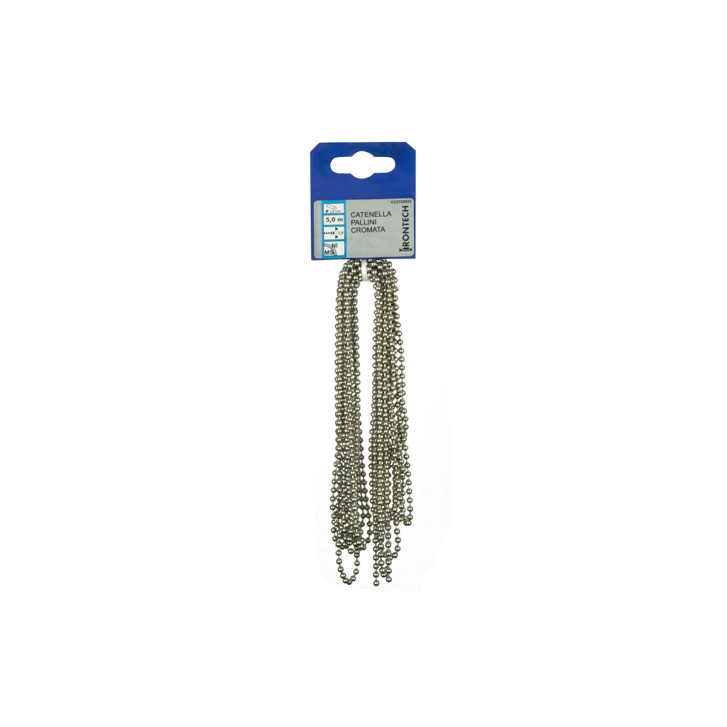 Catena a pallini pretagliata Ã˜ 3,6 mm. in ottone cromato 5 mt.