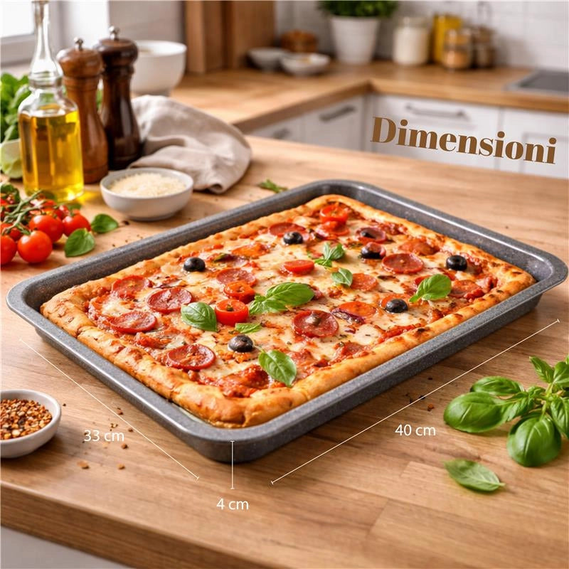MA MAISON SET 2 TEGLIE RETTANGOLARE BASSA PER PIZZA 40 X 33 X H4 CM