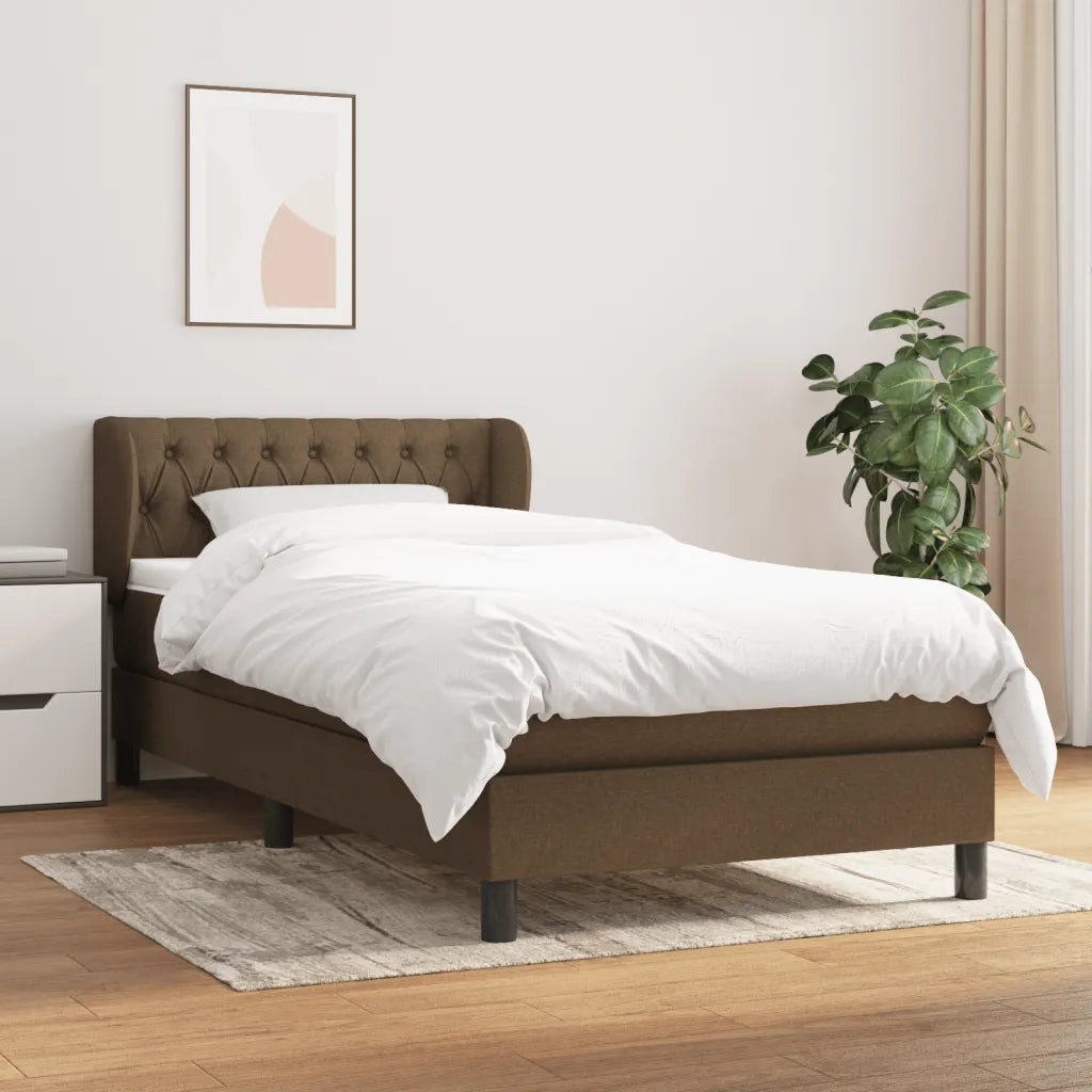 Giroletto a Molle con Materasso-Struttura Letto Marrone Scuro 100x200cm Tessuto 160455