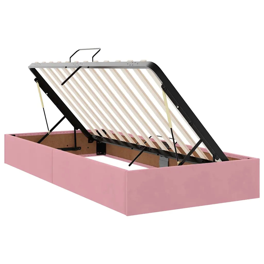 Letto con contenitore e materasso Rosa 90 x 200 cm Velluto 3371948