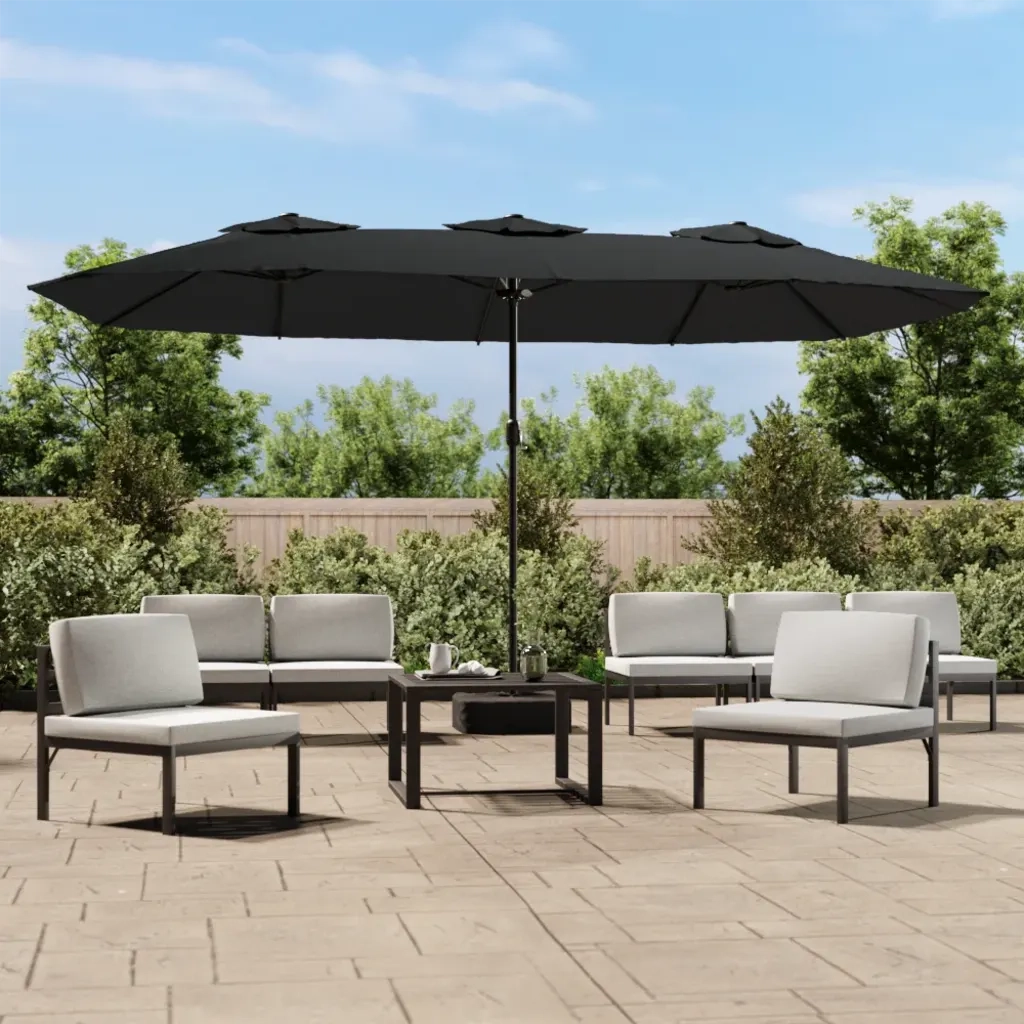 Ombrellone a Doppia Testa Nero 449x265 cm 362951