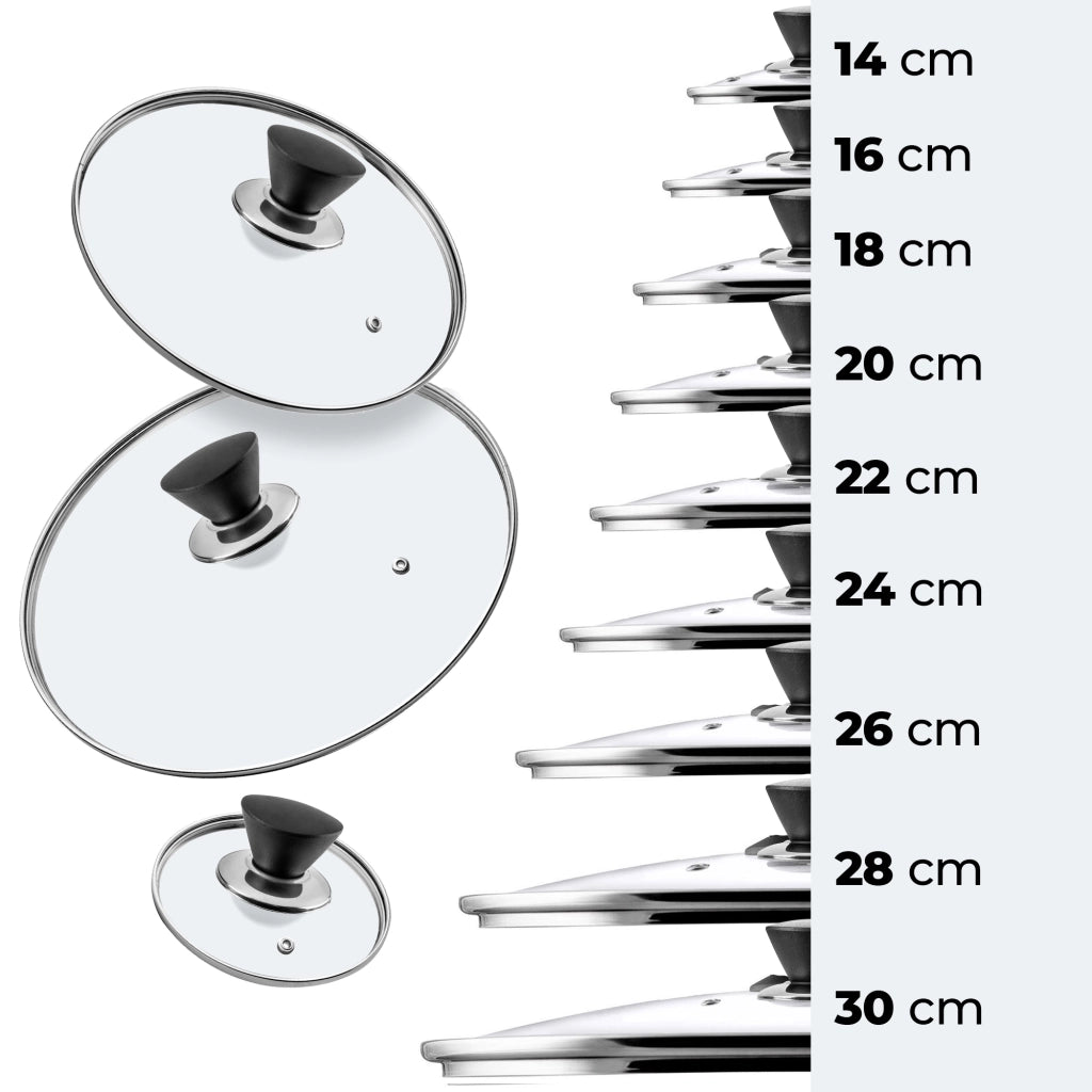 Coperchio in vetro KADAX da 24 cm, universale, resistente al calore, per pentole e padelle.
