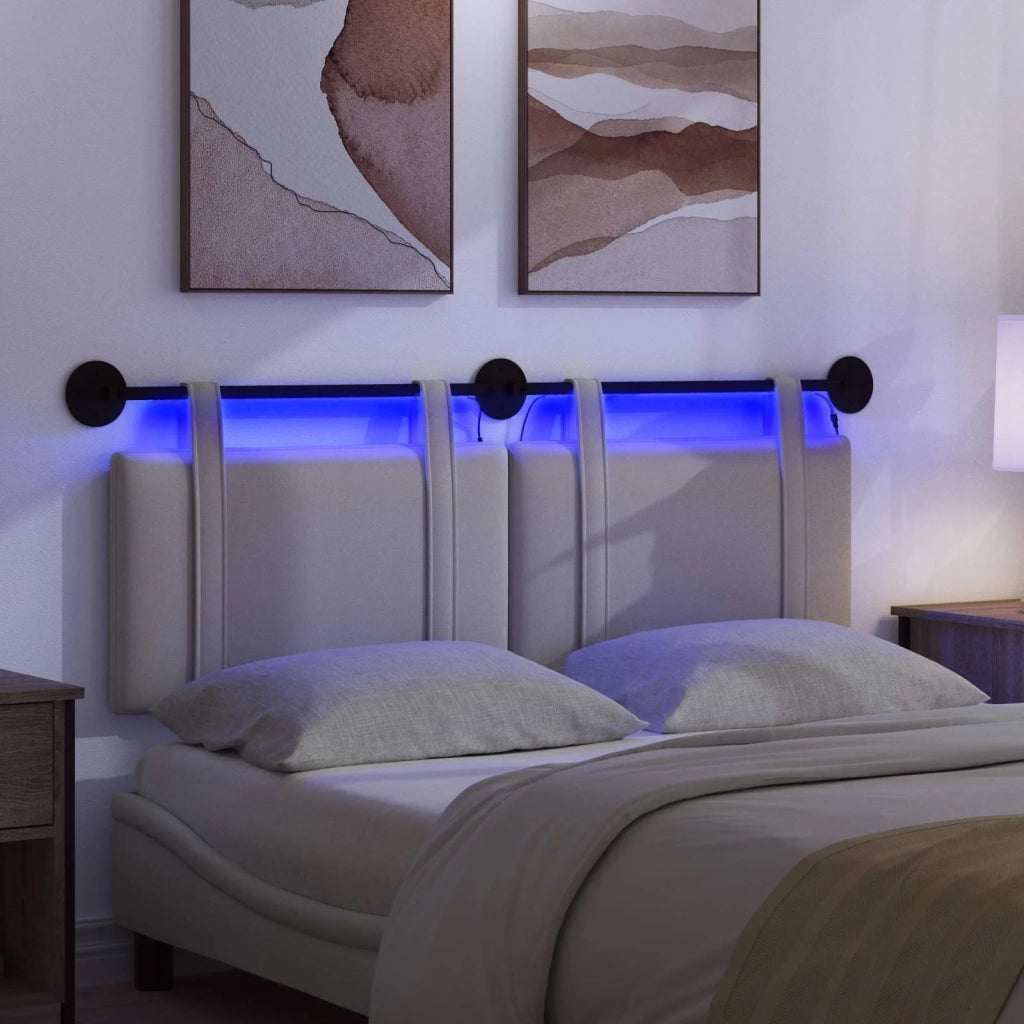 Testiera sospesa Con luce LED Grigio Nuvola Tessuto 3423906