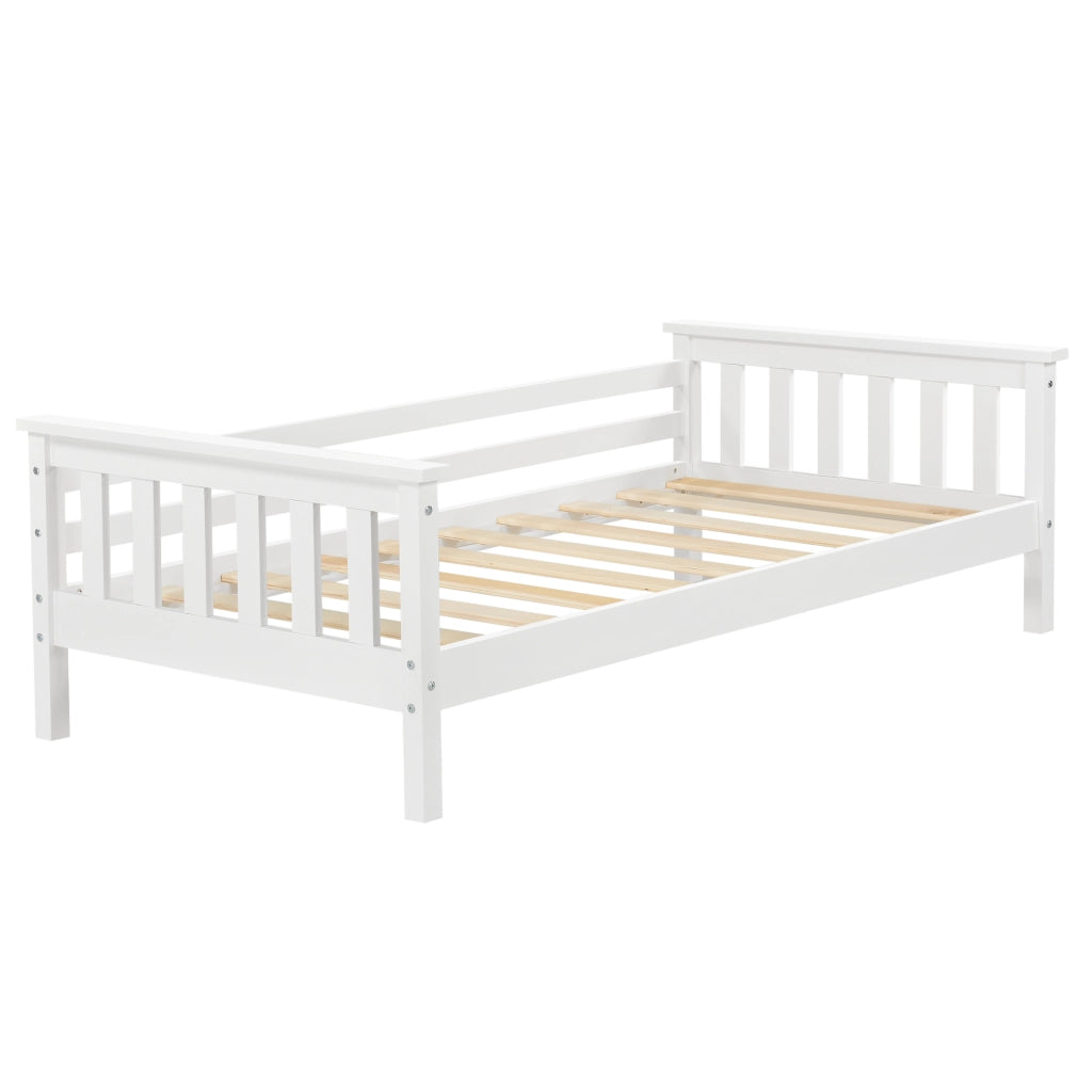 Letto per Cameretta Nuuk in Legno di Pino con Barre Protettive 80x160 cm Bianco [en.casa]