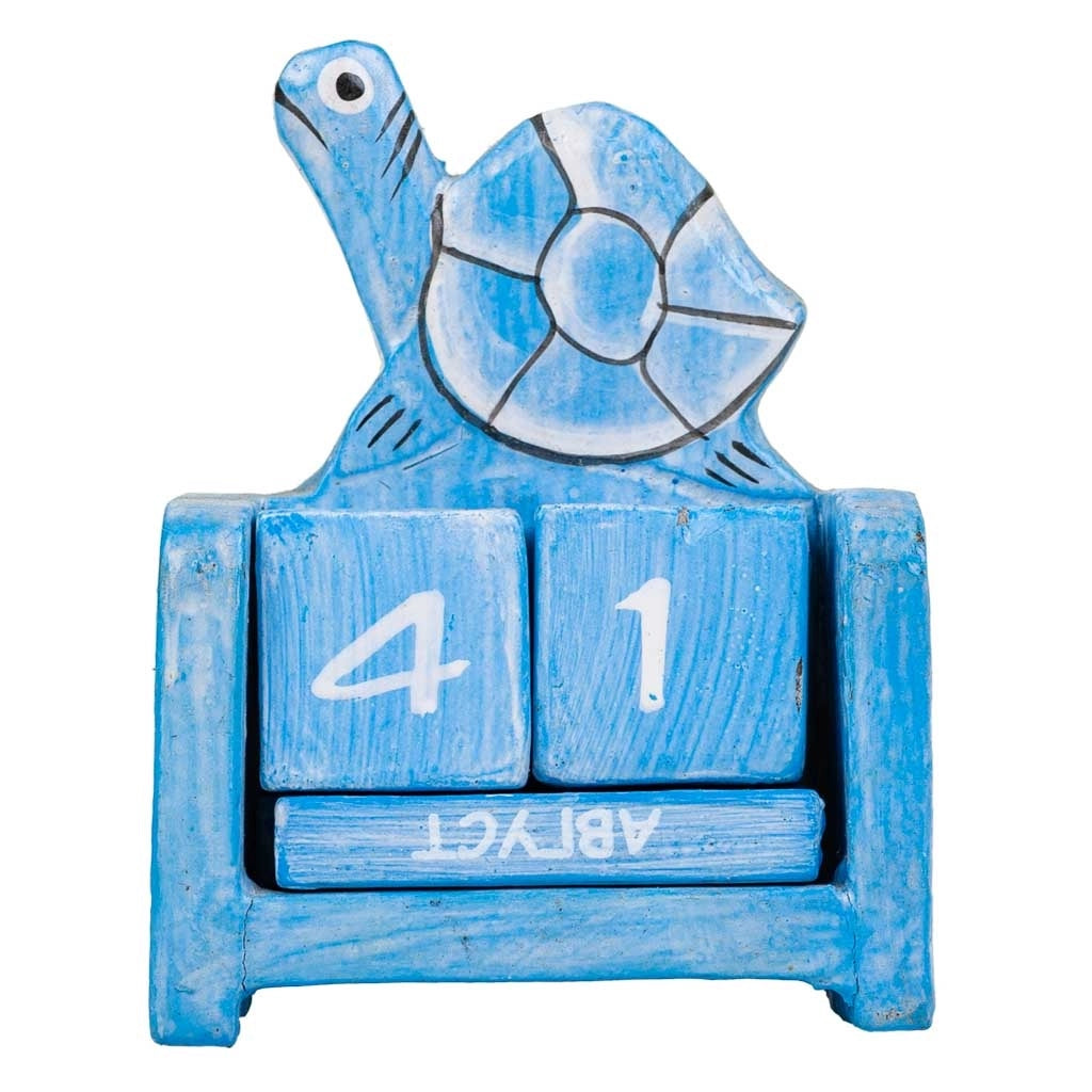 Calendario in legno blu 7x4x9h