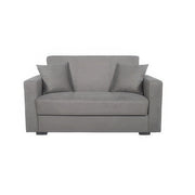 Divano 2 Posti con Vano Contenitore Grigio in Tessuto Bacos con Piedini in ABS e 2 Cuscini Forte