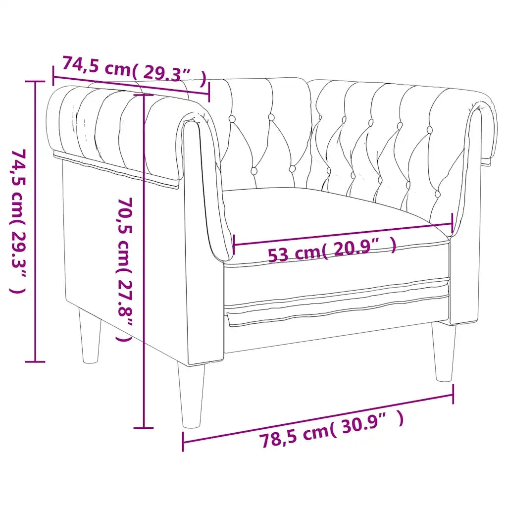 Divano Sedia-Poltrona Chesterfield Nera in Tessuto