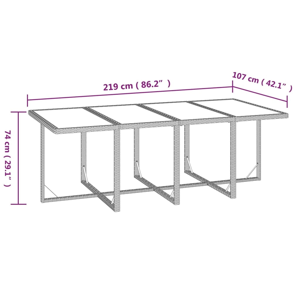 Set da pranzo da esterno in vimini nero composto da 9 pezzi con mobili e cuscini 02_0014478
