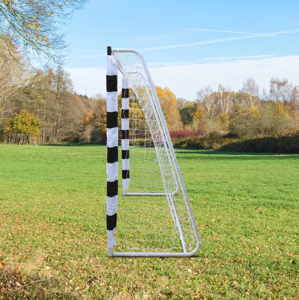 Porta da calcio per bambini 240x150x90 cm nera e bianca in ferro; pieghevole