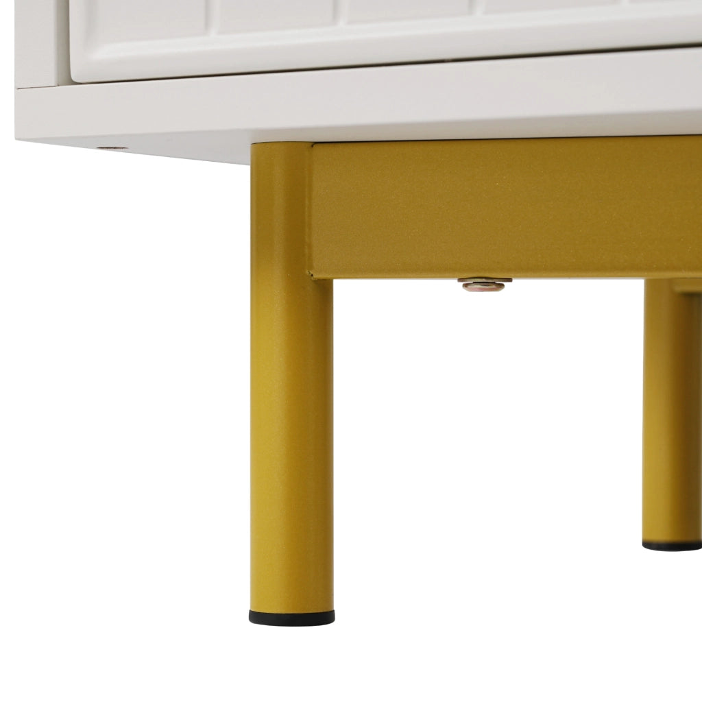 Madia 120x40x75 cm con 2 ante; 3 cassetti e ripiano regolabile in pannello truciolare bianco