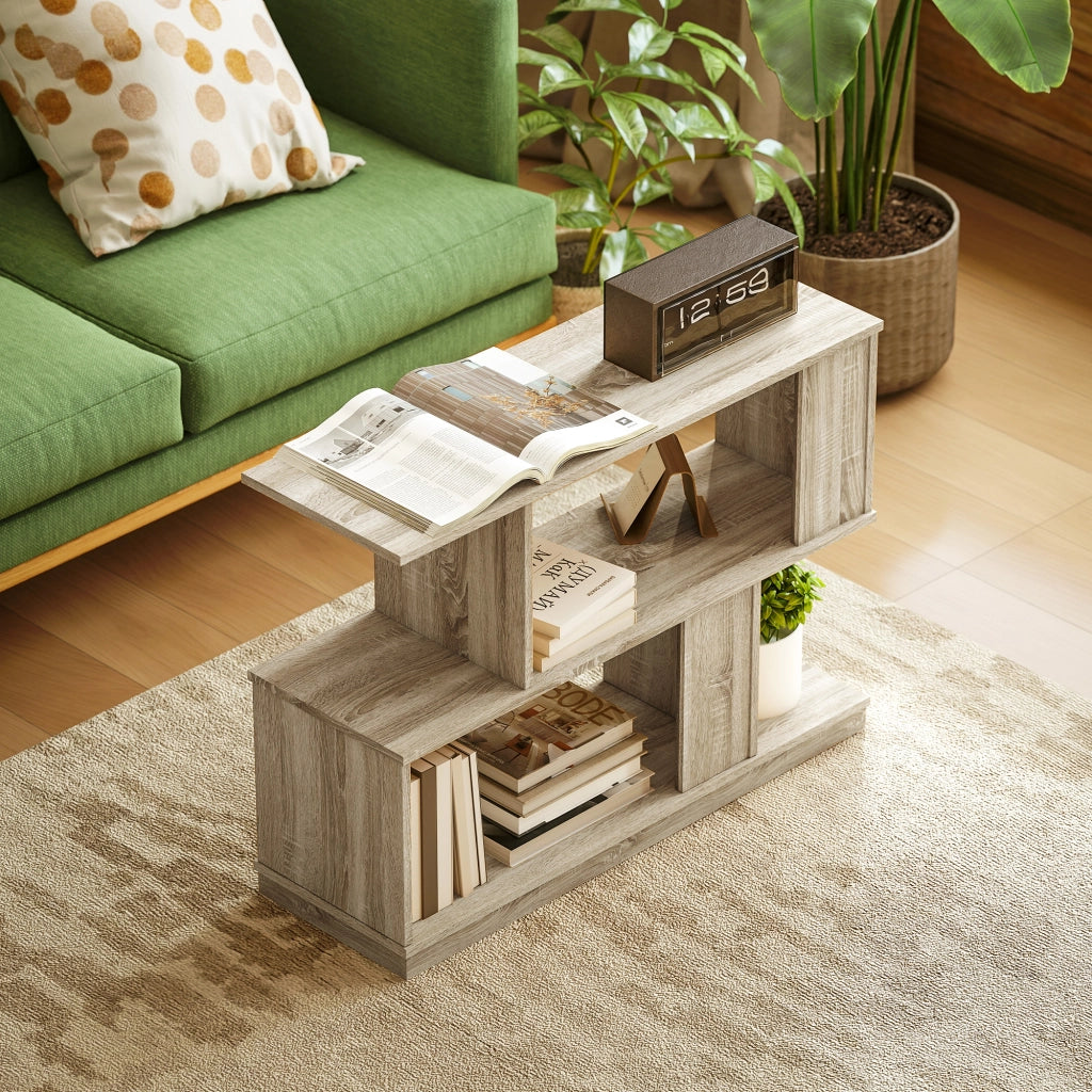 Tavolino da caff¨¨ moderno con 3 ripiani ¨C zephmum ¨C legno 90x30x61 cm