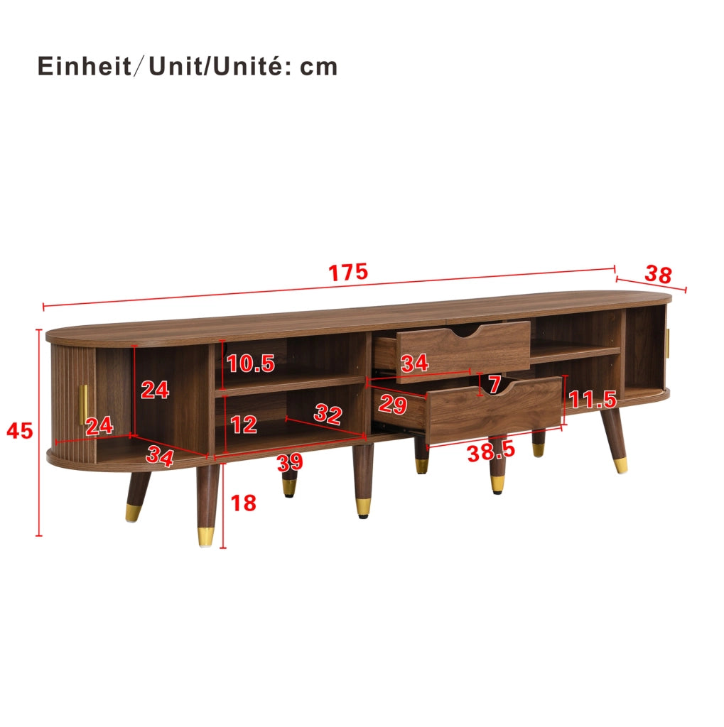 Set soggiorno 3 pezzi in MDF noce con contenitore e piano sollevabile