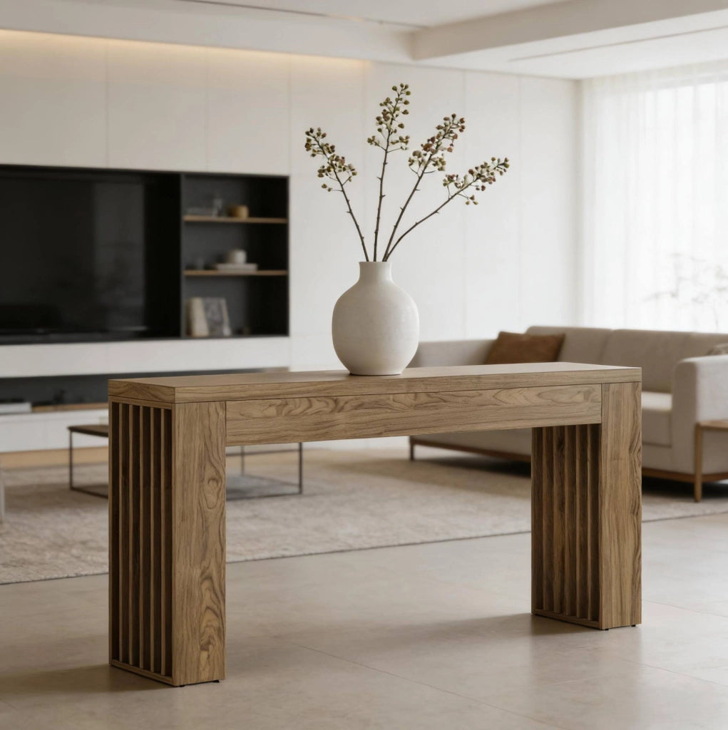 Tavolo consolle da ingresso 150 cm in MDF marrone stile rustico HOMVRA