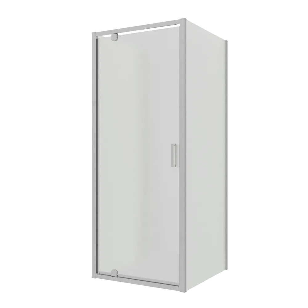 Box doccia tre lati 90x90x90cm con porta battente profili cromati e vetro 6mm stampato h185 | Madagascar
