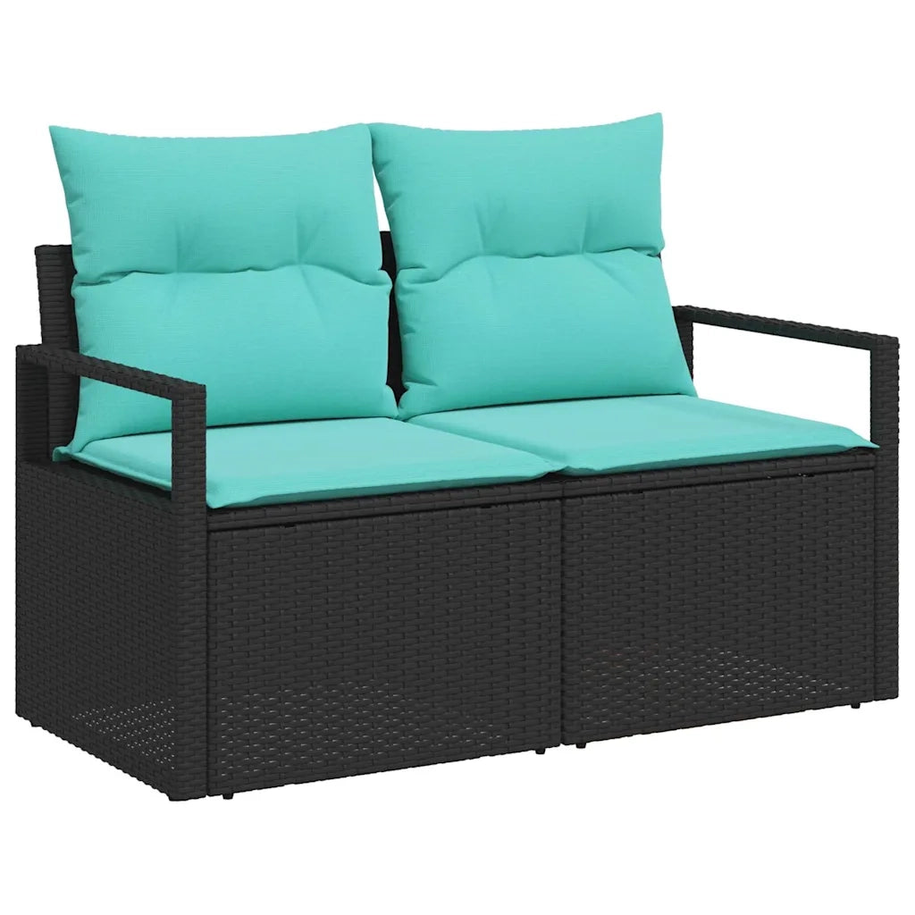 Set Divano da Giardino con cuscino 7 pcs Nero e blu 3349661