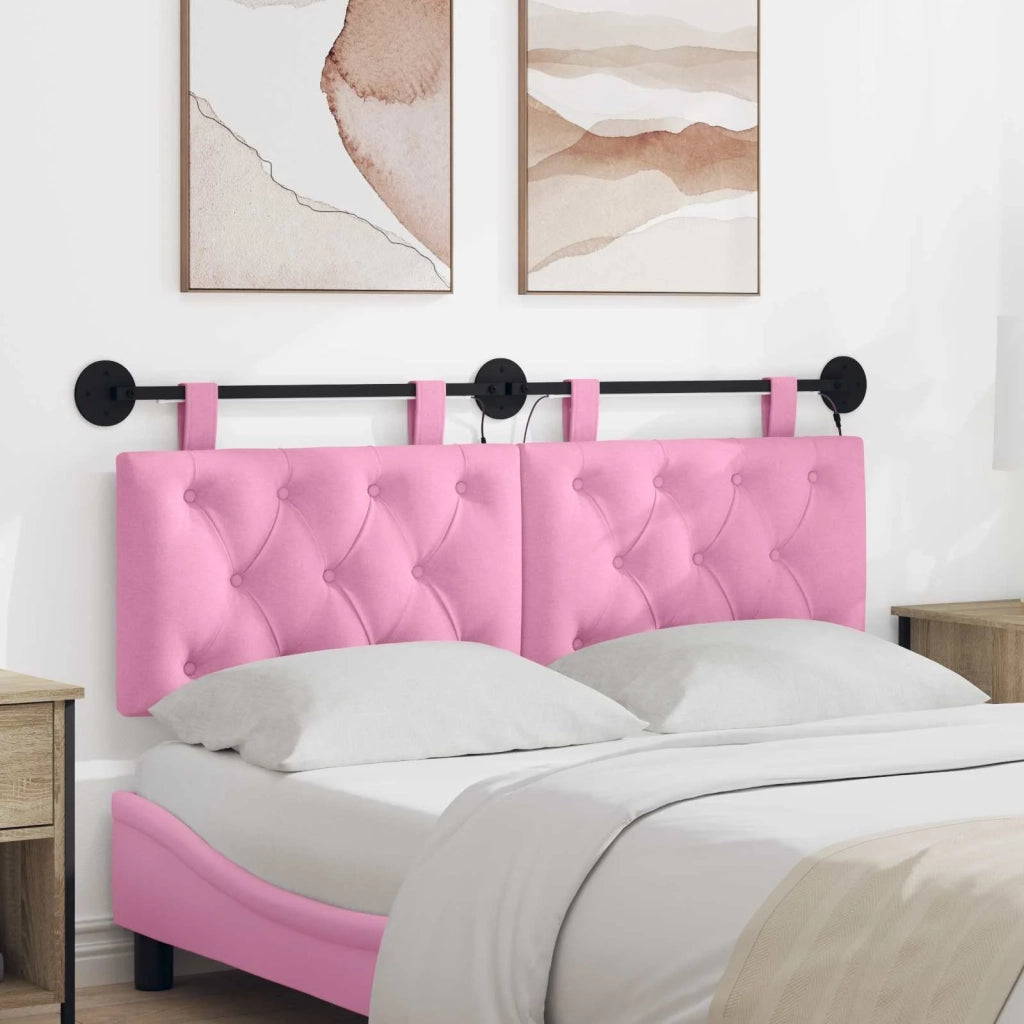 Testiera | Testata sospesa Con luce LED Rosa Tessuto